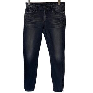 Goldsign Marcie Skinny Ankle Zip Jeans in Charcoal Black, Size 28